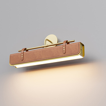 Nordic designer artistic personality retro stainless steel leather wall lamp hotel villa bedroom bedside mirror headlight