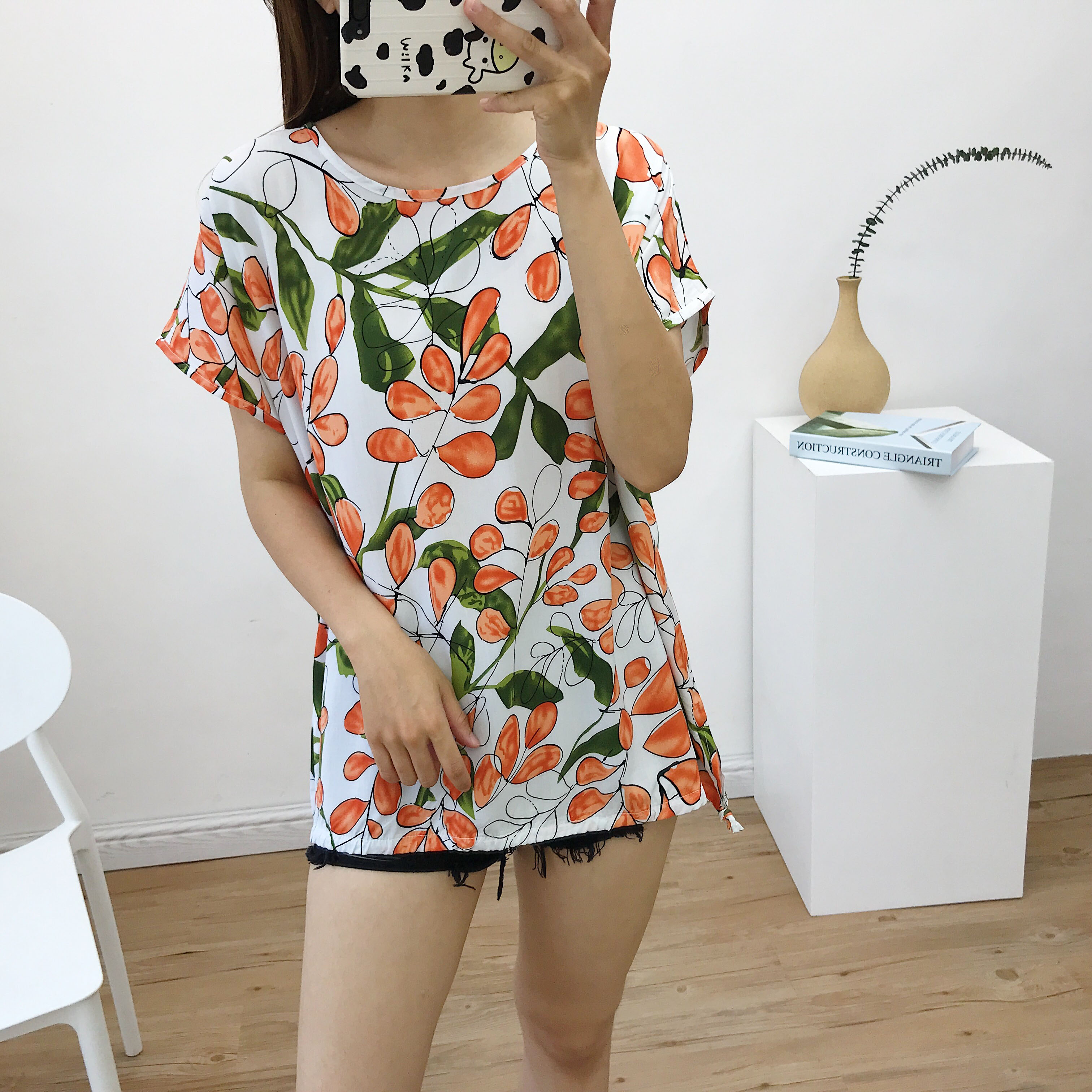 Áo thun cotton nữ mùa hè 2019 hè mới có kích thước lớn nhân tạo cotton nữ mỏng manh cộng với chất béo cộng với áo thun nữ - Áo phông áo phông nữ tay lỡ