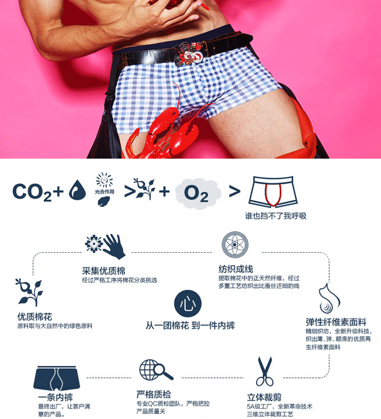 Xu Ba cotton nam U lồi tóm tắt giữa bốn góc quần lót calvin klein