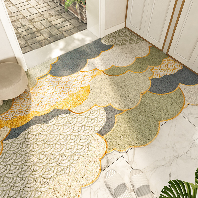 Light luxury Nordic style entry door silk circle floor mat door mat household porch dust-proof non-slip foot mat DIY can be cut