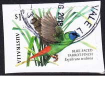 Australian Letter Marketing Stamp Cutting 2018 Birds 4-1: Blue-faced Parrot (self-adhesive)