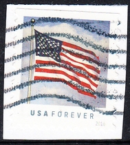 United States Letter Marketing Stamp Cutting 2016 Flag 1-1 (top and bottom without teeth)