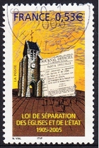 French letter marketing stamps 2005 100 years of the Separation of Church and State Law 1-1
