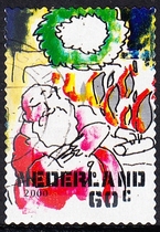 Dutch Letter Marketing Stamps 2000 Christmas 20-12: Man sitting by the fire