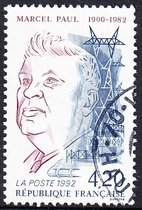 French letter stamps 1992 Famous figure Former Industry Minister Marcel Paul 1-1
