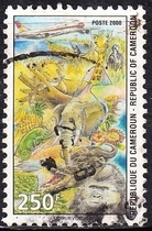Cameroon Letter Sales Stamp 2000 Landforms Animals and Aircraft
