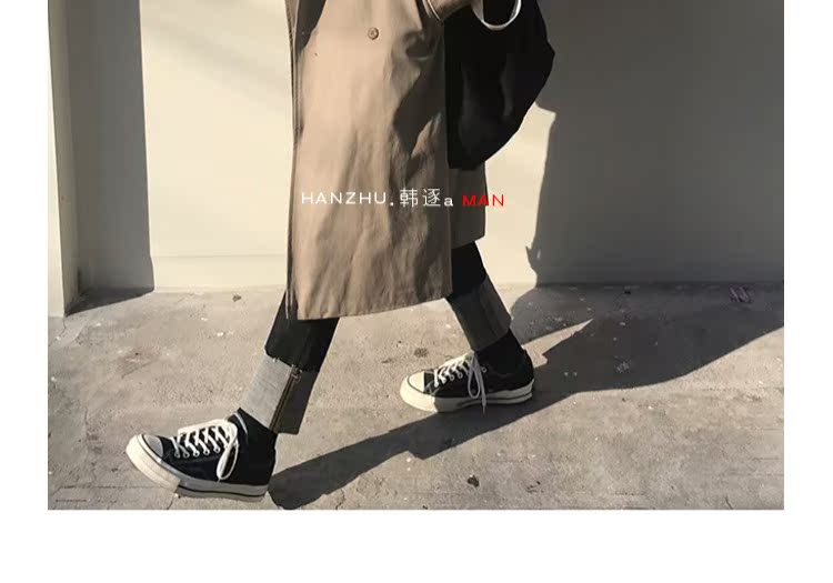Mùa xuân 2019 phiên bản Hàn Quốc của chiếc áo gió nguyên bản kiểu áo gió đẹp trong phần dài của học sinh áo khoác rộng kích cỡ áo khoác nam - Áo gió áo khoác nam