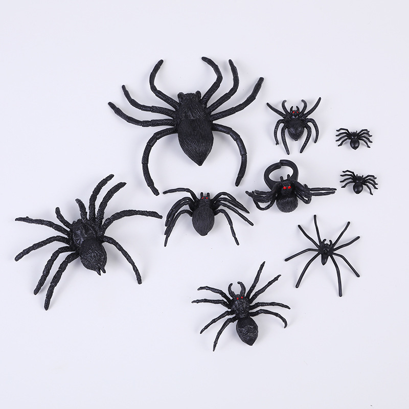 Cross-Border Halloween Bar Party Black Plastic Props Various Fake Spiders Handmade DIY Decorative Spiders