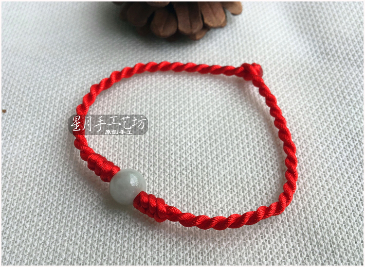 Phong cách dân tộc nguyên bản dệt tay đỏ dây đeo vòng tay ngọc bích hạt vòng chân Lulutong đôi phụ kiện đơn giản vòng chân bạc nữ đẹp