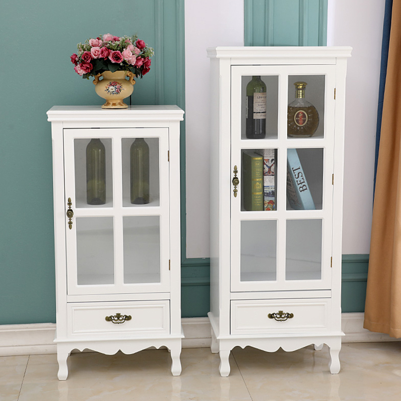 Modern American Glass Wine Cabinet Partition Cabinet Living-room Corner Cabinet White Decorative Cabinet Glass Storage Door Hall Cabinet Xuan Guan Counter