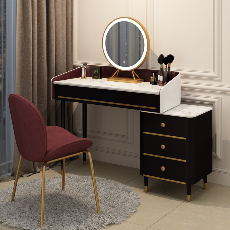Light Extravagant Marble Piano Makeup Bench Nordic Brief Rear Modern Ins Bedroom Small Mesh Red With Light Makeup Table
