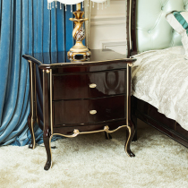 Eurobed Head Cabinet Solid Wood Drawers Brief Grilled Lacquered Bedroom Storage Simple Black Sandalwood Side Cabinet Assembled Living Room Small Corner Cabinet