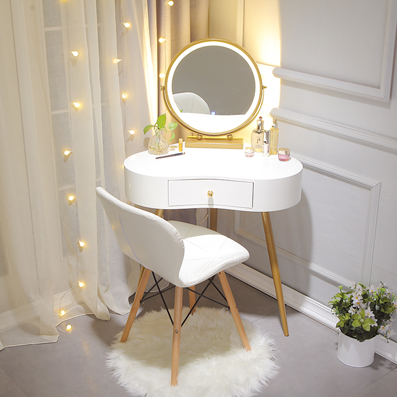 Nordic Makeup Desk Bedroom Small Ins Wind Solid Wood Minima Net Red Mini Easy Makeup Table Princess Cosmetic Mirror