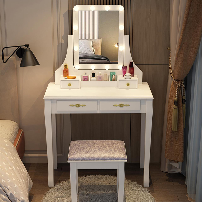 American-style dressing table simple studio makeup table European-style pastoral small apartment solid wood dressing table makeup stool bedroom