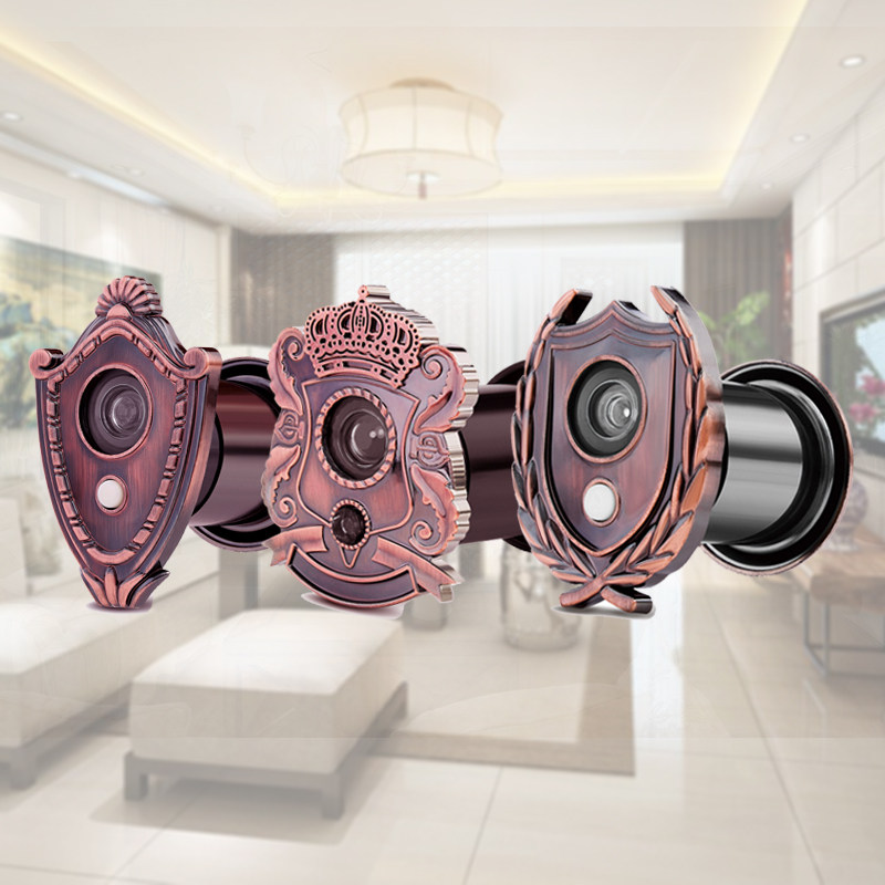 Anti-theft door cat-eye door mirror with doorbell two-in-one home surveillance anti-peep door hole plastic entry European door eye