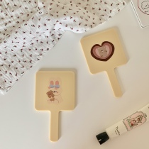 Homemade milk yellow butter bunny bear love hand-held makeup mirror portable portable mini mirror