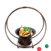 Artistic conception round iron basket tableware hotel restaurant farmhouse supplies Chinese chef tools metal plate decoration creative dishes