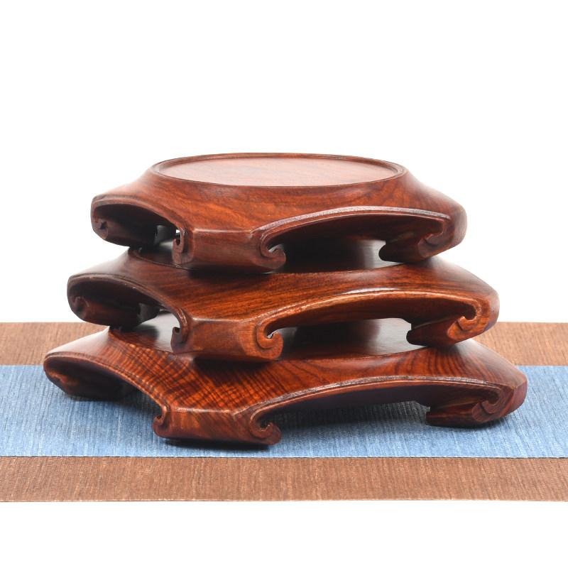 All solid wood root carving Buddha statue strange stone base can be grooved vase flower bonsai decoration round jade stone base bracket