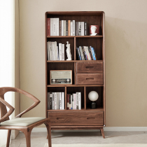 North American Black Walnut wood locker bookshelf Nordic locker with drawers Nordic minimalist study furniture