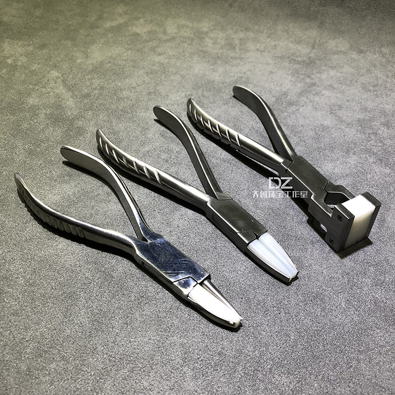 Stainless steel handle plastic head pliers Plastic pliers White glue tip pliers Jewelry glue mouth pliers Jewelry repair flat head pliers Shaped pliers