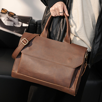 Original new trendy bag fashion casual mens bag mens retro shoulder bag business briefcase British style handbag