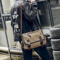 Leisure college style canvas mens bag Korean mens bag fashion oblique bag student book bag trendy backpack