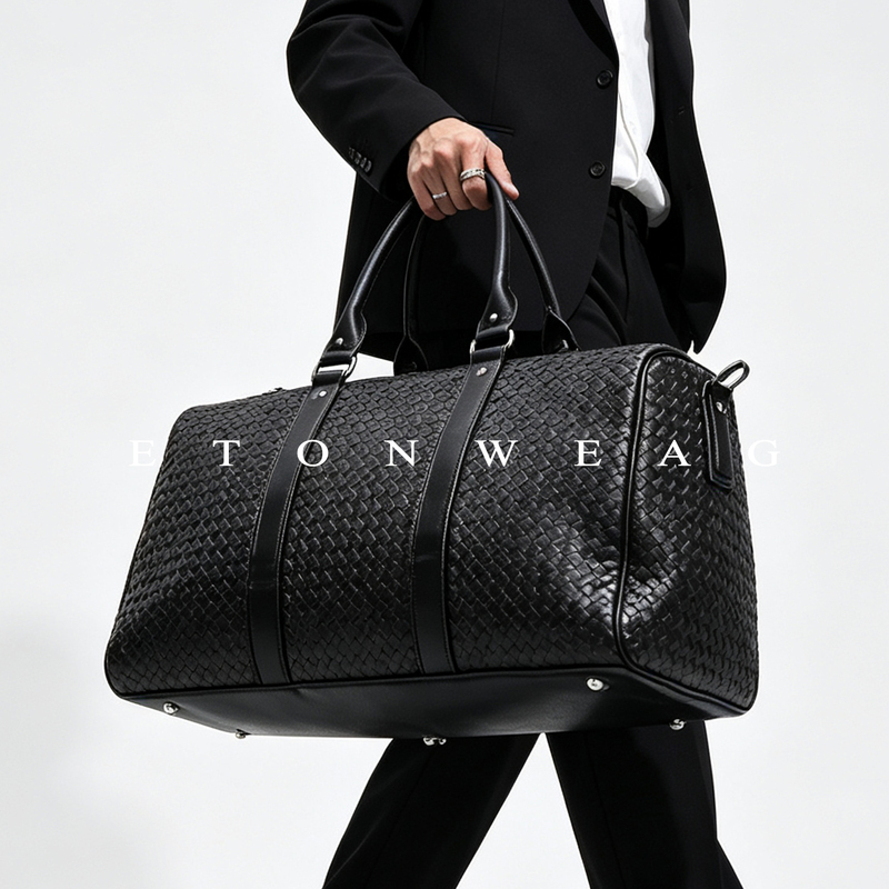 Travel Bag for Men, New European and American Style, Large Capacity, Hand-Woven Luggage Bag, Business Trip Handbag, Shoulder Bag, Gym Bag