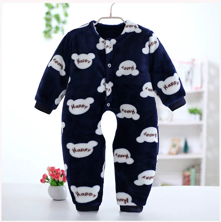 Mùa thu và mùa đông em bé flannel jumpsuit 0-1 nữ bé 3 nam 2 dịch vụ tại nhà dày