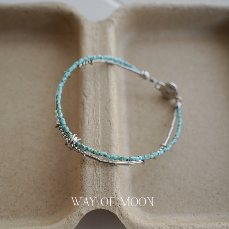 Way of Moon Fresh Mint-Colored Double-Layer Beaded Bracelet with Exquisite Design and Elegant New Trendy Bracelet Way of Moon Fresh Mint-Colored Double-Layer Beaded Bracelet with Exquisite Design and Elegant New Trendy Bracelet