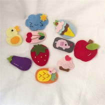 Super cute felt hairclip bbclip edge clip cartoon strawberry apple eggplant bangs bangs hairclip