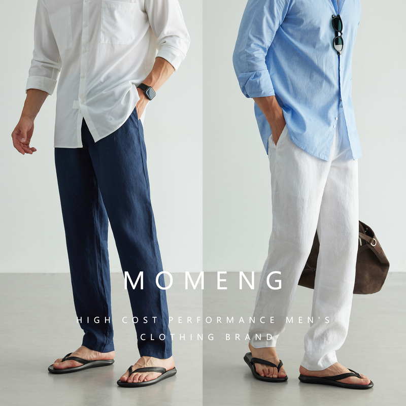 Momeng'100% Linen' Old Money Style Breathable Casual Straight-Leg Trousers Business Thin Men's Long Pants for Summer Momeng'100% Linen' Old Money Style Breathable Casual Straight-Leg Trousers Business Thin Men's Long Pants for Summer