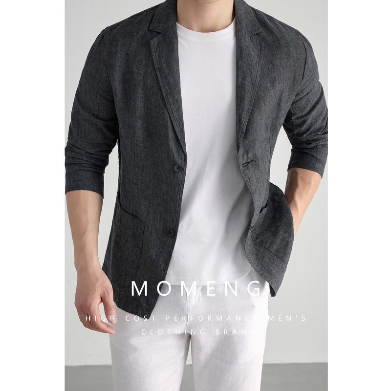 【Two-Tone Linen】Momeng Old Money Breathable 100% Pure Linen Suit Yarn-Dyed Casual Men's Spring/Summer Suit