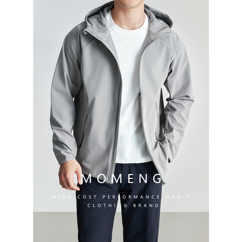 【Golf Soft Shell】Momeng Three-Proof Running Casual Men's Jacket Commuting Hooded Outdoor Waterproof Coat