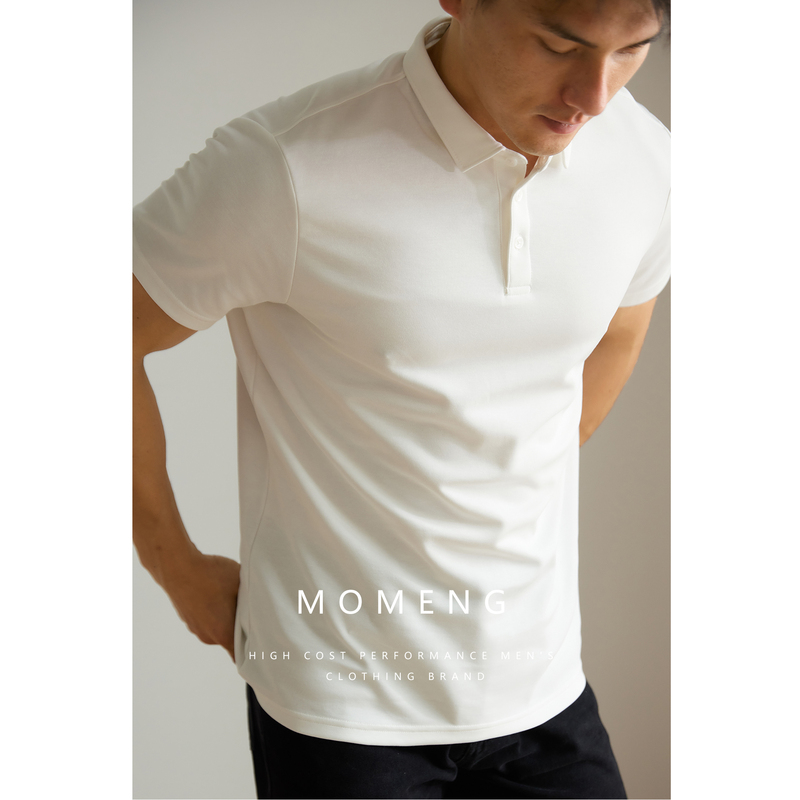 Momeng Xinjiang Cotton Solid Color Polo Shirt with a High-End Feel, Lapel, Mature Business Casual Short-Sleeve T-Shirt for Commuting Men in Summer