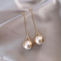 Hong Kong (designer) RVY 2021 new earrings female pearl earrings long temperament tide light luxury earrings