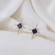 Hong Kong (designer) RVY 2021 new female blue eight Awn star simple high temperament earrings