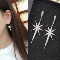 2021 new earrings female tide Korean Net Red simple temperament sterling silver earrings cold wind earrings eight Awn star earrings