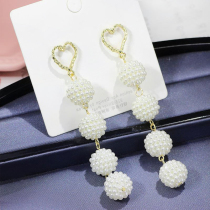 2021 New Love pearl earrings Korean Net celebrity temperament long earrings face thin ear jewelry tide