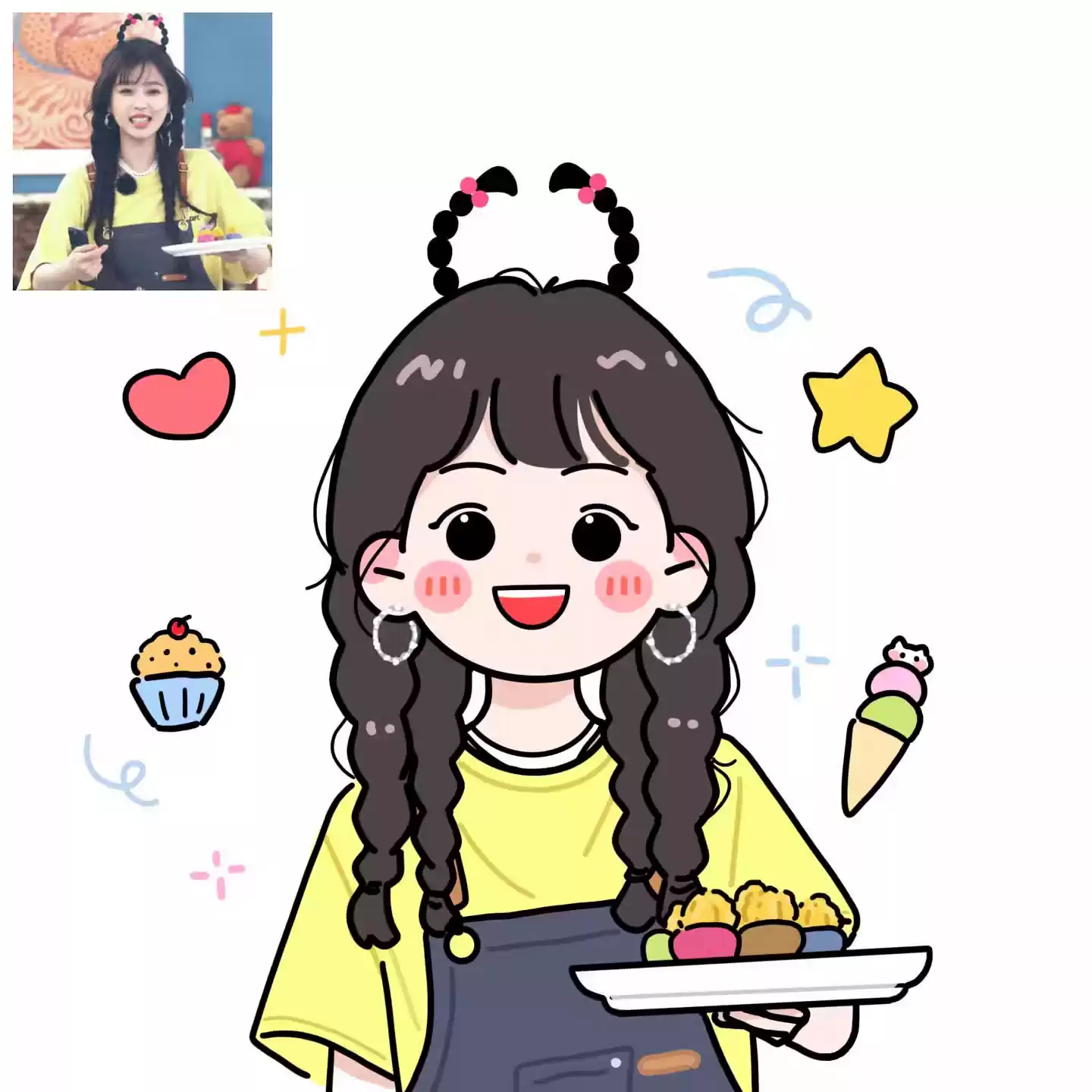 可爱Q版手绘头像定制设计卡通照片人物转漫画人像动漫情侣画头像, image size:1440x1440