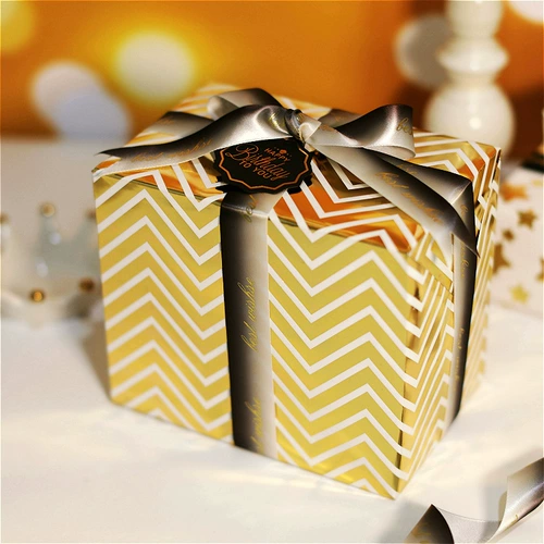 Золотая упаковка, коробка, аксессуар, подарок на день рождения