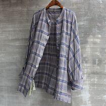 Chinese style mens vintage cardigan cotton linen shirt large size linen shirt mens loose long sleeve shirt t shirt