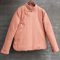 Chinese style womens cotton-padded cotton linen Tang winter coat retro buckle cotton-padded jacket down jacket jacket literary large placket