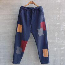 Mens spring and summer cotton and linen patch trousers beggar pants Hip-hop net red personality Zen lay monk hundred-year-old clothes large size