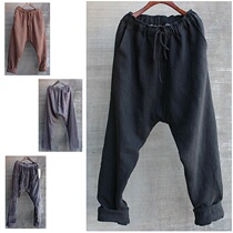  Original mens cotton pants plus velvet casual pants Winter trousers Chinese linen pants cotton and hemp straight pants Large size loose