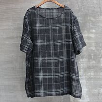 Mens classic round neck plaid short sleeve half sleeve summer pullover top shirt basic multi-color literary undershirt T-shirt White