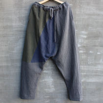  Chinese style mens pants Linen casual pants loose large size small feet Harun trousers Chinese retro cotton and linen nine-point pants