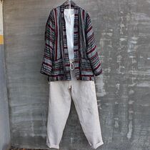 19 mens summer sun protection Tang suit retro shirt sunscreen outside the tourist beach collarless pullover three sets of Hanfu