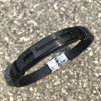 Trendy brand titanium steel leather bracelet, European and American hip-hop bracelets for men, original jewelry, black and fashionable, versatile bracelets for men