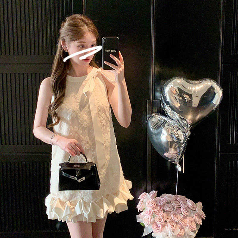 Ffmiss ◆ Light Luxury Diamond-Encrusted Bow Flower Dress for Women, Summer Socialite Loose Waist Sequin Mesh Tutu Skirt Ffmiss ◆ Light Luxury Diamond-Encrusted Bow Flower Dress for Women, Summer Socialite Loose Waist Sequin Mesh Tutu Skirt