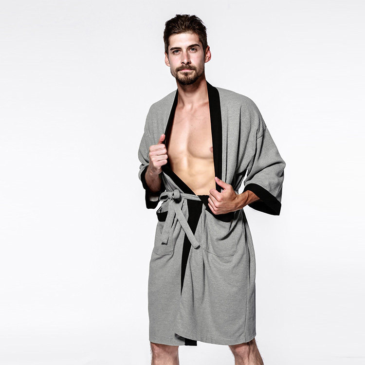 Fertilized and increased dressing robes men with large cotton household spring and autumn and winter personalized tide absorbing speed dry long bathrobe male